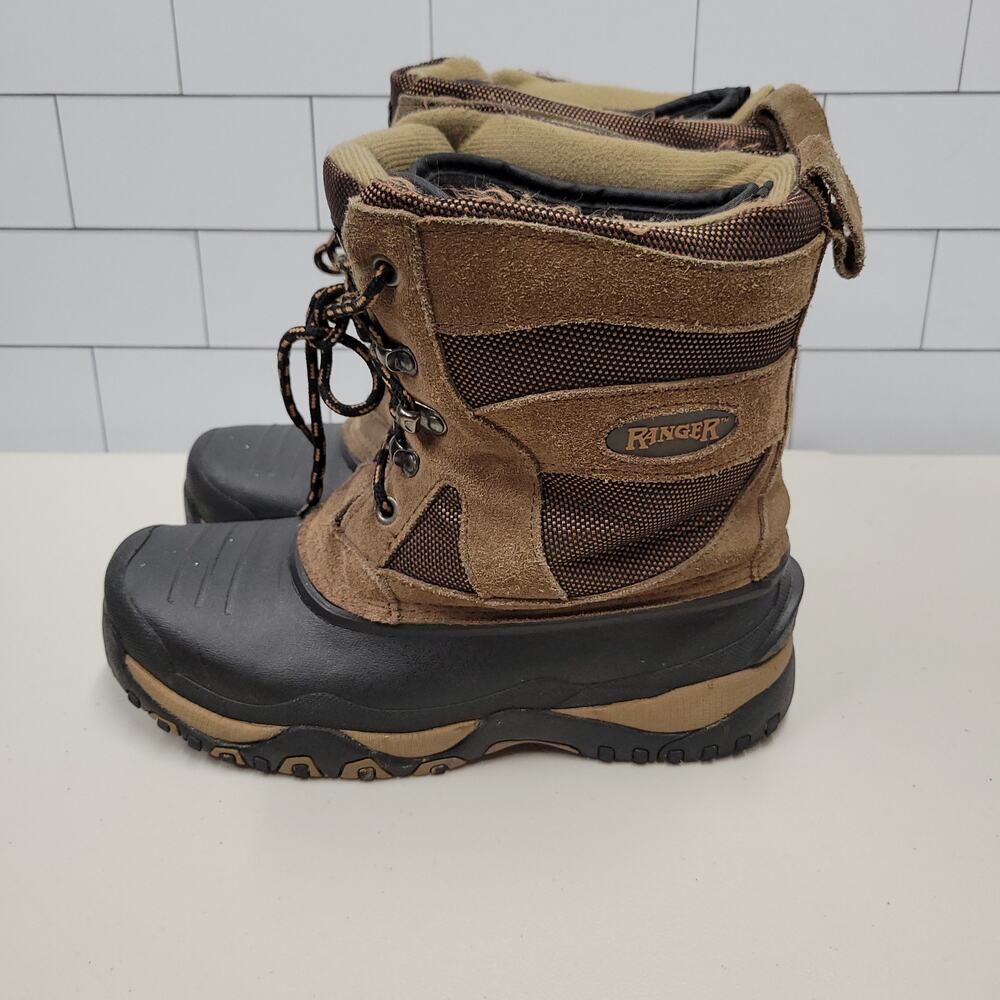 Ranger Mens Size 9 Brown Thermolite Insulated Winter Snow Boots Lace Up